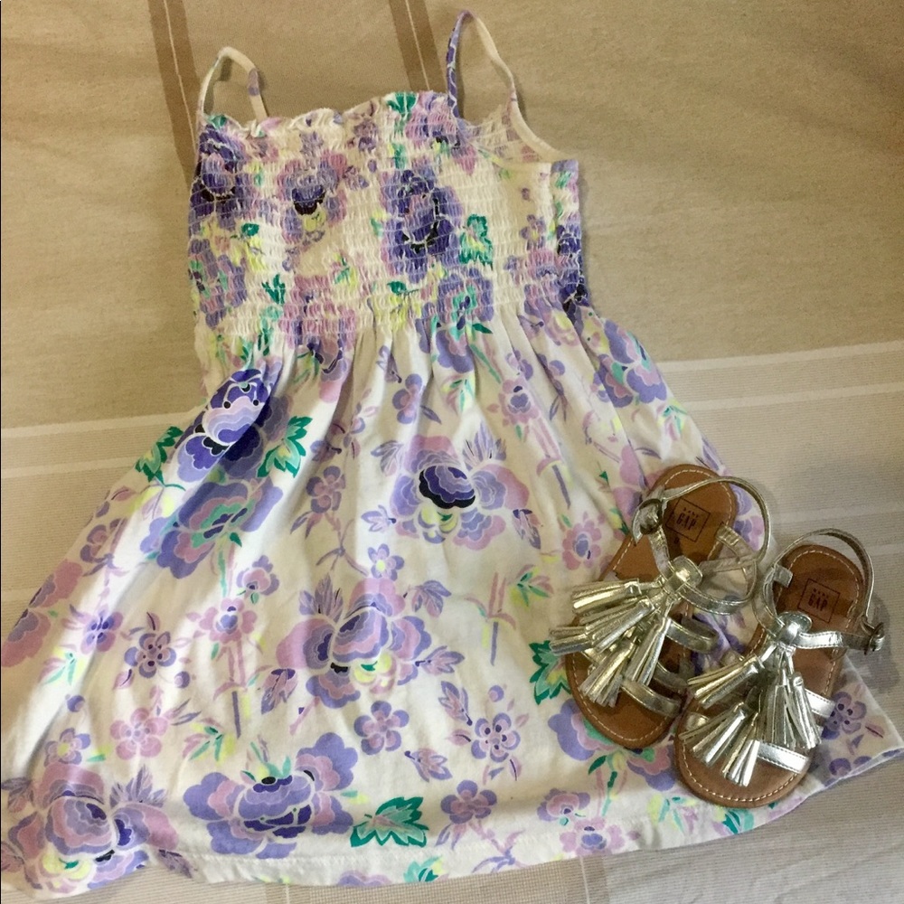Gap dress and Gap silver tassel sandal